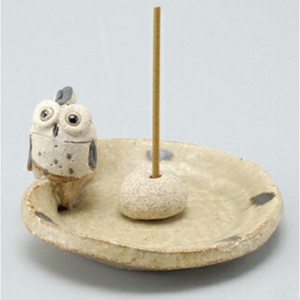 Fuku Owl Incense Plate/Handmade Gift Present Small Gift Incense Stick Holder Sale Incense Incense Incense Burner Aroma Healing Goods Housewarming Gift Goodwill Celebration Moving Gift Housewarming Gift