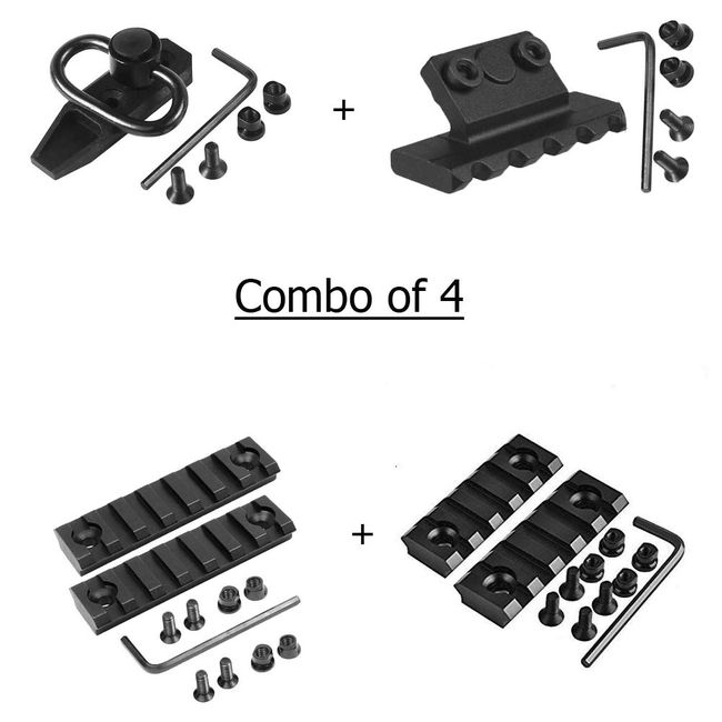 Gotical- 4 Products Combo KeyMod 45 Degree Offset Picatinny Rail Mount with KeyMod Modular, 7 Slots Key mod Rail and 5 Slots Aluminum Key mod Rail