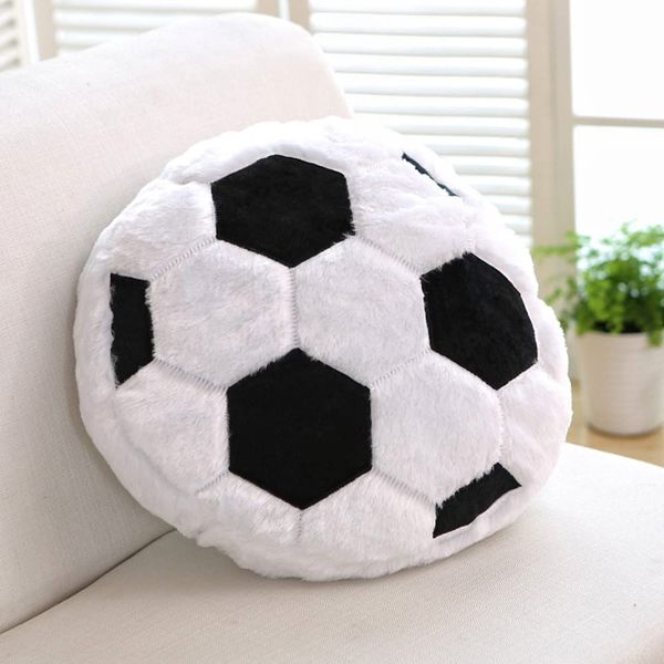 XIYUAN18inch Football Sports Pillow Plush Stuffed Sports Balls Soccer Toy Fluffy Durable Throw Pillow Cushion Sofa Room Decoration Soft Sports Toy Gift (Black/White)