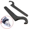 Lseqow C Type Spanner, Universal Coilover Spanner Chrome Vanadium Alloy Steel Wrench Adjustable C Spanner Tool Hook Shock Absorber, 45-52mm, Black