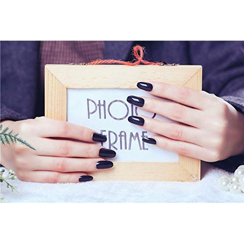 New Quality Medium Length Nail Tips, Party Nails, Japanese Style, Dreamy, Wedding, Party, After-party, Nail Art, Handmade Nail Tips, Double-Sided Adhesive Tape, Pack of 24 (Bright Black)