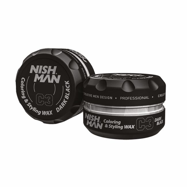 nishman Hair Styling Series (C3 Coloring Colour Hair Styling Wax - Dark Black, 100ml)