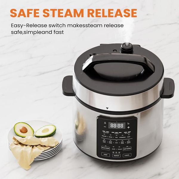 Multi-Function 6 Quart Electric Pressure Cooker 9-in-1 Stainless Steel Appliance