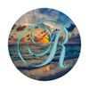 R Teal Beach Ocean Waves Sand Sunset Monogram Initial Letter PopSockets Swappable PopGrip