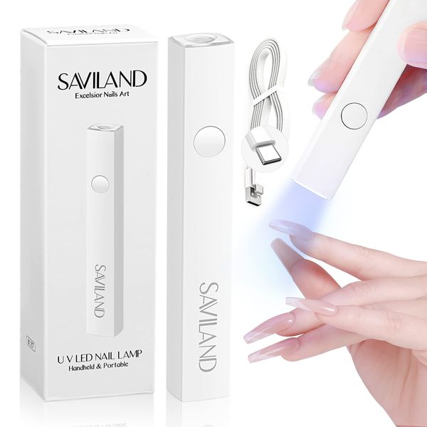 Saviland Mini U V Lamps for Gel Nails: Protect Skin Gel LED Nail Lamp Rechargeable USB U V Light Flash Cure Nail Dryer Curing Gel Polishes Nail Glue Stickers Glitter Nail Art, Gift for Women (3W)