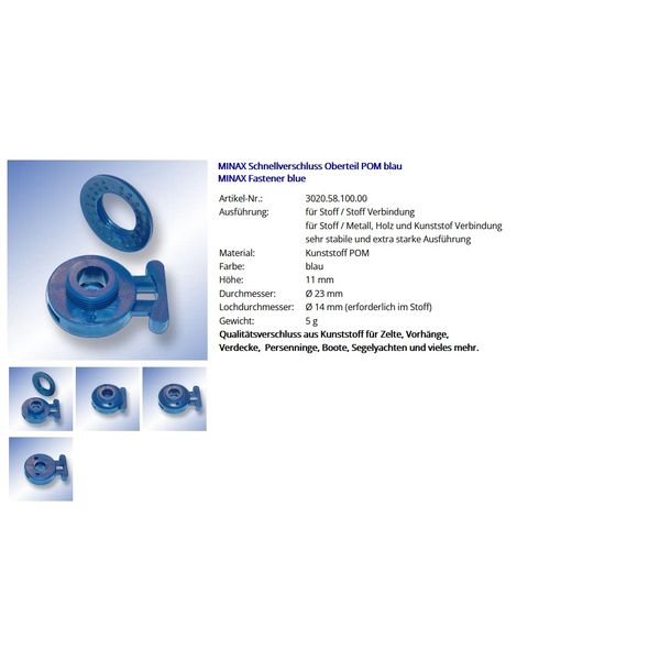 Minax Quick Release Top POM Blue Pack of 25