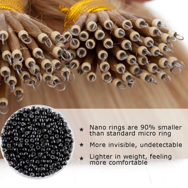 MY-LADY Nano Bead Hair Extensions Human Hair Invisible Nano Ring Hair  Extensions Pre Bonded Cold Fushion Natural Nano Tips Extensions 50 Strands  50g
