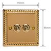 Varilight - 2G 1 or 2W 10A Classic Toggle Switch Georgian Brass - XGT2
