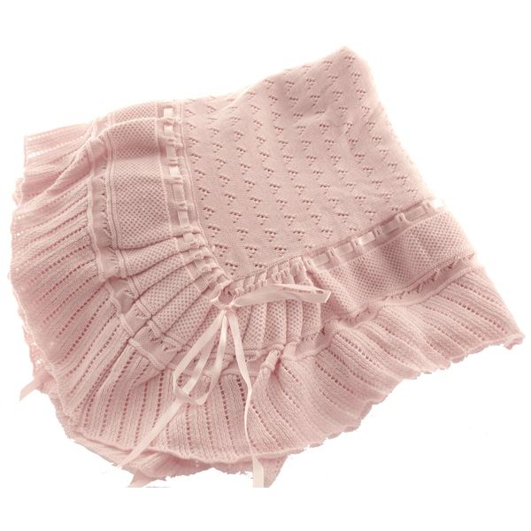 Feltman Brothers Pink Knit Shawl Blanket Baby Girl (Pink)