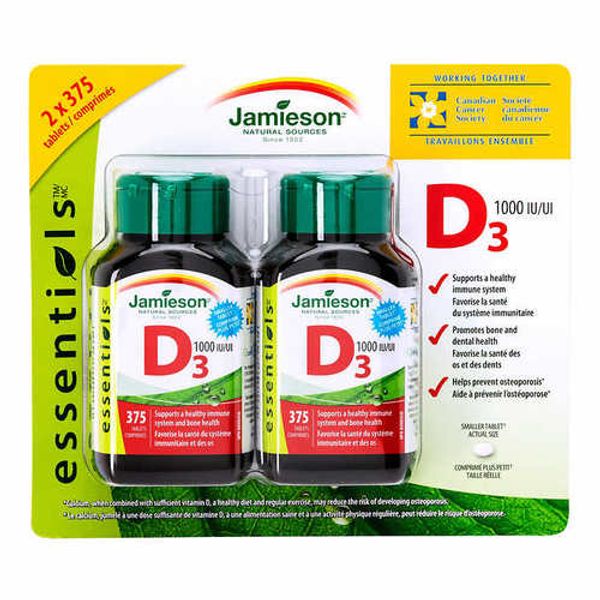 Jamieson Vitamin D3 1 000 IU 375 Tablets X2