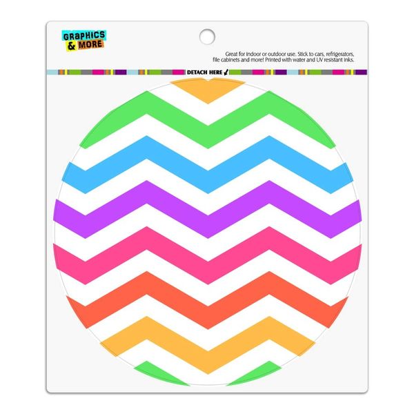 Rainbow Chevrons Zigzag Pattern Automotive Car Refrigerator Locker Vinyl Circle Magnet