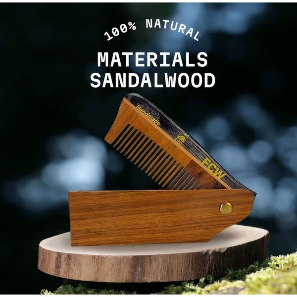 Sandalwood Folding Beard Comb Pocket Travel