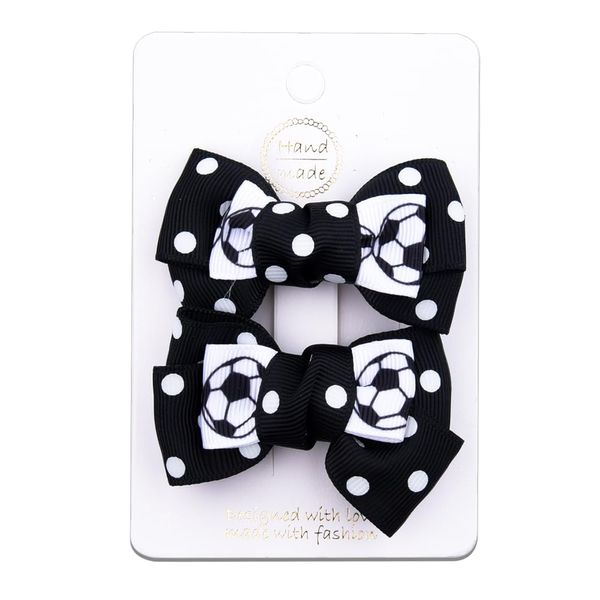 Football Bow Hair Clips Accessories for Women Girls Sports Hair Bows Barrettes for Girls Women Football Soccer Bowknot Hair Clip for Thick Fine Hair Cute Hair Slides Clips for Football Fan 2pcs