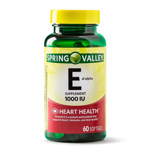 Spring Valley Vitamin E Softgels, 670 Mg (1000 IU), 60 Count