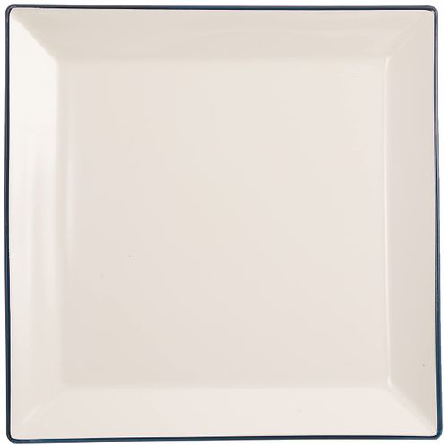 Pearl Metal K-6330 Fuchi Sai Clean Coat Square Plate, White & Navy, Yamanaka Lacquer, Made in Japan, Microwave Safe