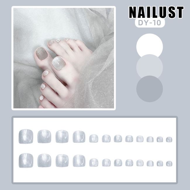 Toe Nails  [Set of 24] Nail Tips Nail Tips Nail Stickers False Nails False Nails Present Paste Nails Peelable Summer Nails Nail Supplies Nail Art Nail Parts NAILUST