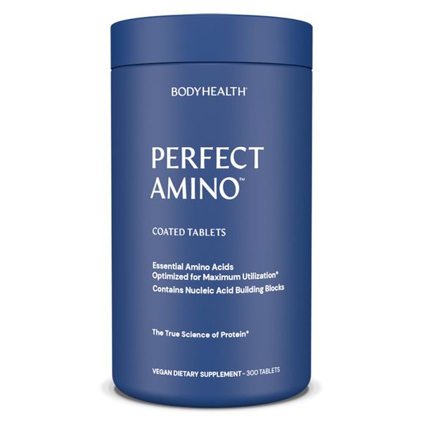 BodyHealth PerfectAmino (300 ct) Easy to Swallow Tablets, Essential Amino Acids Supplement with BCAAs, Vegan Protein for Pre/Post Workout & Muscle Recovery with Lysine, Tryptophan, Leucine, Methionine