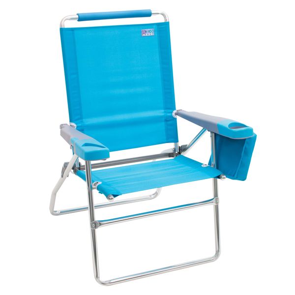 Rio Beach 17" Extended Height 4-Position Folding Beach Chair, Aluminum, Turquoise