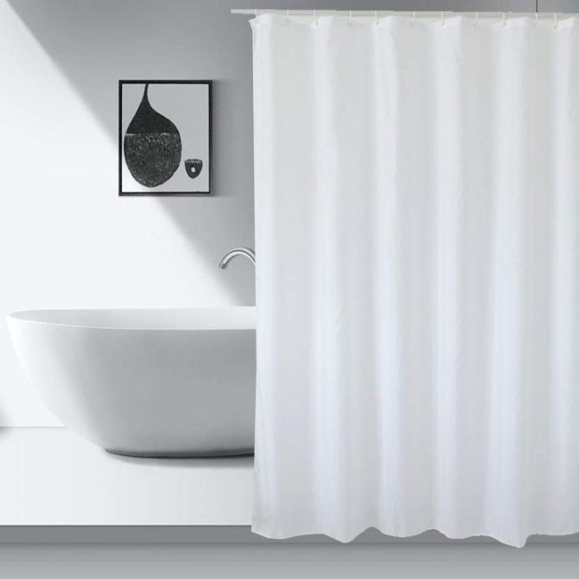 AooYo Shower Curtain, 35.4 x 70.9 inches (90 x 180 cm), Stylish, Waterproof, Mildew Resistant, Bathroom Curtain, Solid Color, White, Polyester, Northern Europe, For Blindfolding, Thick, Easy