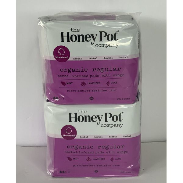 Honey Pot Company  40Ct Organic Herbal-Infused Menstrual Pads w/ Wings Lot of 2