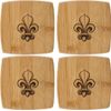 Fleur de Lis Bamboo Square Coaster Set - 4 Pieces