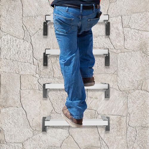 Window Well Egress Ladder Set Wall Mounted, 4 Rung Adjustable Fire Emergency Escape Ladder for Homes Basements - 600lbs Capacity Heavy-Duty Carbon Steel