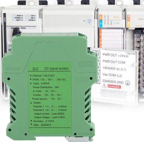 DC Current Isolation Transmitter, DC 24V DC Current Isolator Transmitter 4-20mA PLC Detect Conditioner for Industrial Equipment (One into two out 4-20mA to 4-20mA)