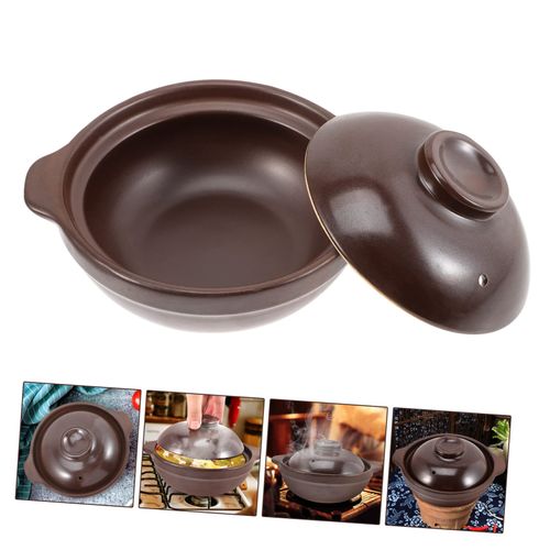 RORPOIR Cookware Kitchen Stew Pot Clay Cooking Hot Pot Casserole Pot Stovetop Clay Pot for Multipurpose Tool Korean Stone Pot Ramyun Pot Donabe Pot Soup Dedicated Small Casserole Ceramics