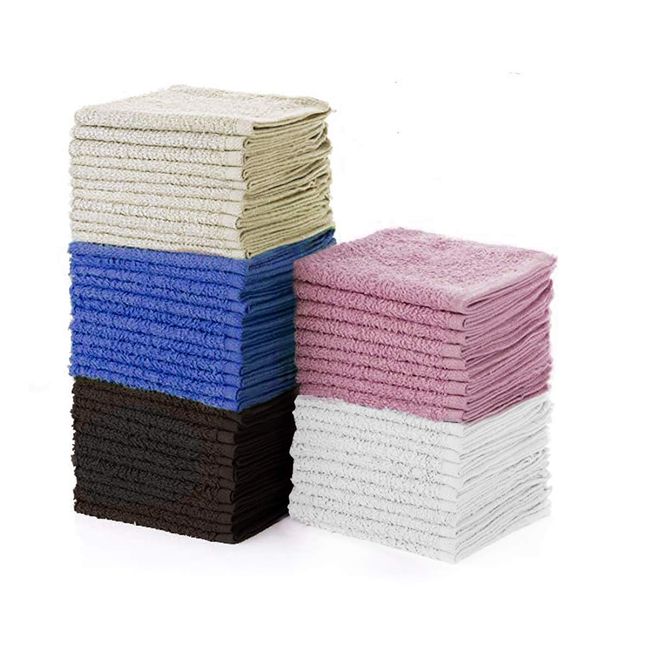 Simpli-Magic 79264 Cotton Washcloths, Size: 12”x12”, Multi Color, 50 Pack