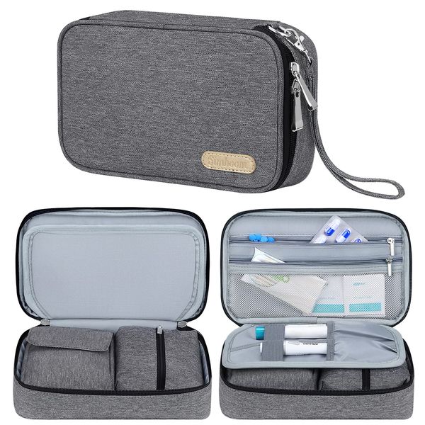 Simboom Insulin Travel Case, Diabetic Storage Case for Glucose Meter, Syringes and Other Diabetic Supplies (Bag Only) - Grey