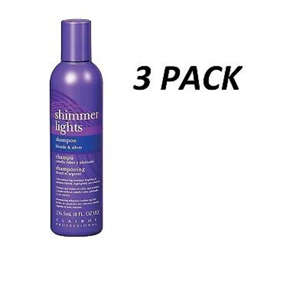 CLAIROL (Blue) Shimmer Lights Shampoo 8 oz. (Blonde & Silver)(3 Pack)