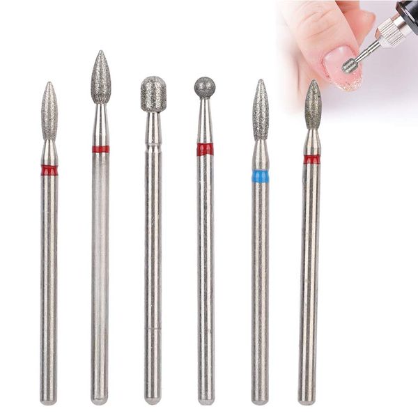 nail drill bitsDiamond Grinding Burr Set, 6pcs Replacement Nail Drill Bits for Electric Nail Files Drill Machine Nail Art File Grinder Polish Tool Manicure Pedicure Tools, Nail Beautify