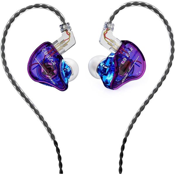 Yinyoo KBEAR Storm in-Ear Monitor, 1DD Wired Earphones Professional Wired Earbuds IEM with Crystal Clear Sound, 3.5mm Plug in Ear Headphones for Musician Singer Music (Blue-Purple, No mic)