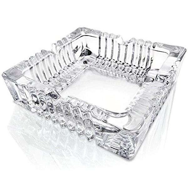 Deli Green Apple No. 2049 Crystal Heavy Glass Ashtray for Indoor and Outdoor Decorative (Square)