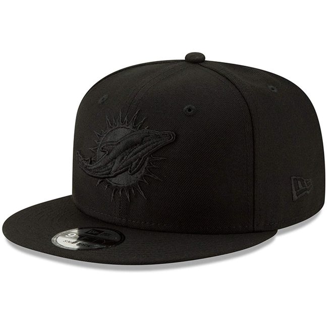 New Era Men's Black Miami Dolphins Black On Black 9FIFTY Adjustable Hat