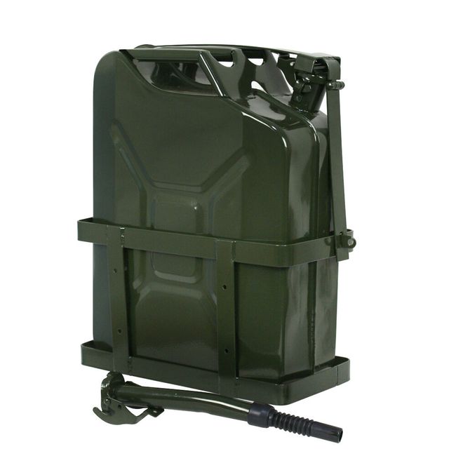 4pcs Green Jerry Can Fuel Tank w/ Holder Steel 5Gallon 20L Army Backup Military 