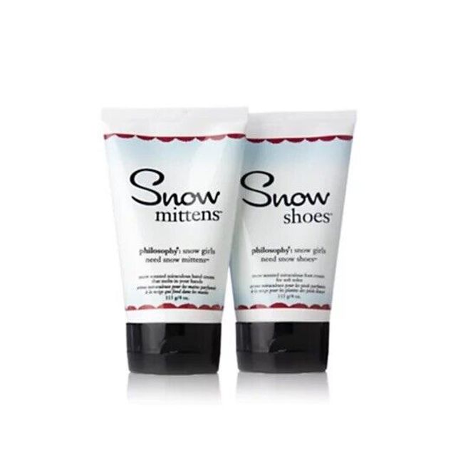 NEW PHILOSOPHY SNOW MITTENS AND SNOW SHOES SET HAND FOOT CREAM DUO (4 OZ EACH)