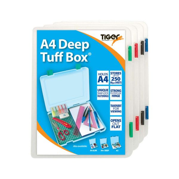 12 x A4 Deep Clear Tuff Storage Box Multi-Purpose Organiser Utility File