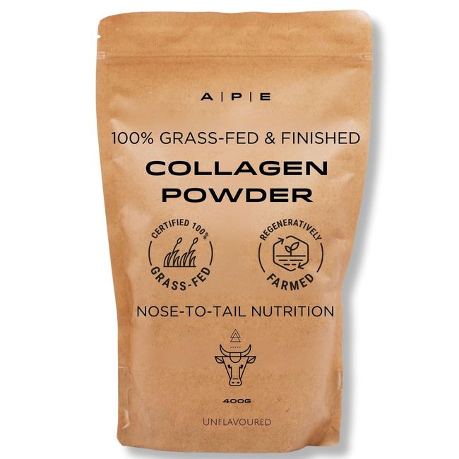 APE Nutrition Collagen Powder Peptides - Type 1 & 3 Bovine Collagen Protein, 100% Grass-Fed & Finished, Ancestral Supplement UK, Unflavoured, Improves Hair Skin & Nail Health