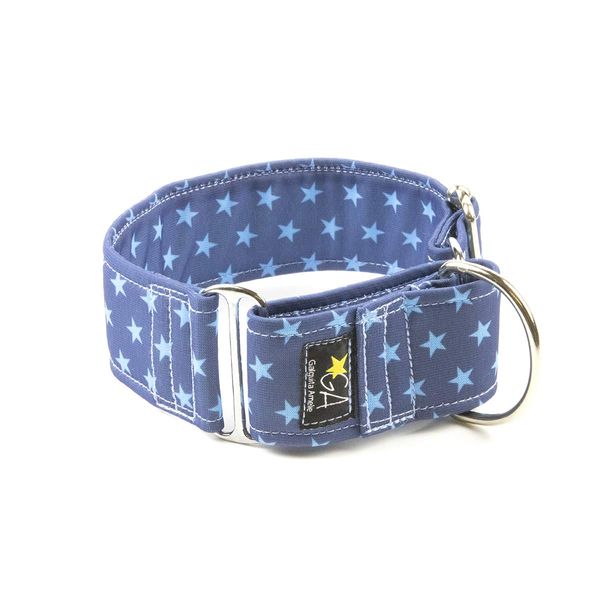 Galguita Amelie, 5cm Width Size M (30cm - 39cm) Anti-Escape Dog Collar Blue Stars