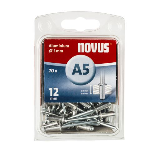 Novus Blind Rivets A 5 X 8 Aluminium Pack of 70, 045–0072
