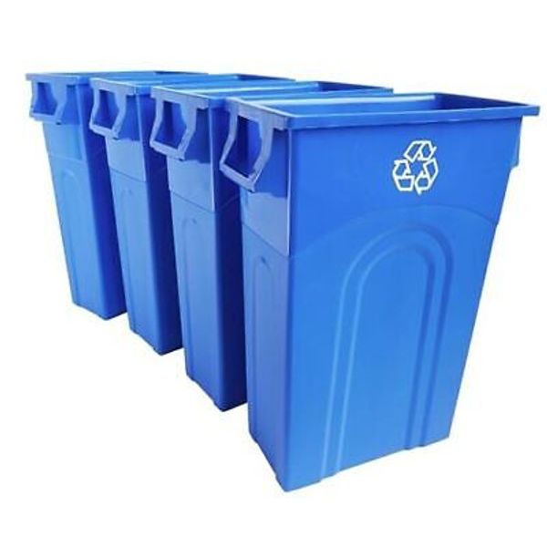 Highboy Recycling Bin, 23 Gallon, Space 4-Pack Recycle Blue Highboy Only