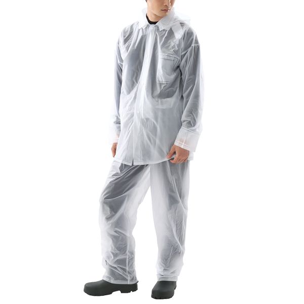 Kajimeiku Vinyl Rain Suit Top and Bottom Set, clear