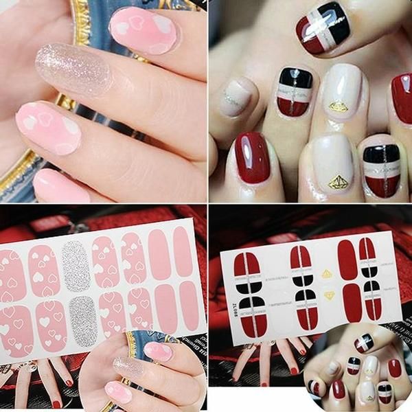 Two-tone patch nail sticker nail art self-adhesive nail pad (W1E28DE)