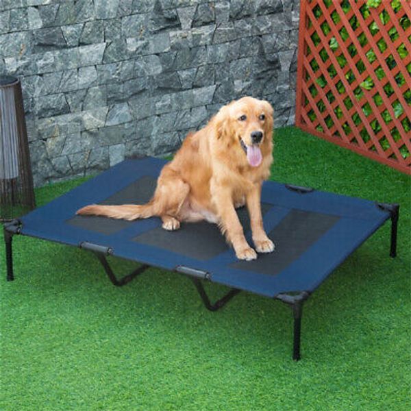 Dark blue Elevated Dog Bed Cooling Dog Cat Cot Indoor Outdoor Breathable