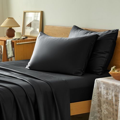 Homiest Cooling Body Pillow Case, 100% Rayon Derived from Bamboo Body Pillow Cover for Hot Sleepers, Breathable & Silky Soft Pillowcase with Envelope Closure (Black, 20x54 Inch)