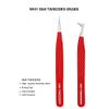 Professional Eyelash Extension Tweezers - Fiber Tip Stainless Steel Eyelash Extension - Pack of 2 Eyelashes Extension Tweezers – Lash Tweezers for Eyelash Extensions (RED)