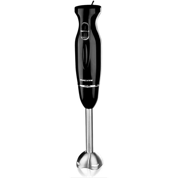 OVENTE Electric Immersion Hand Blender 300 Watt 2 Mixing Speed with Stainless Steel Blades, Powerful Portable Easy Control Grip Stick Mixer Perfect for Smoothies, Puree Baby Food & Soup, Black HS560B