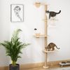 COZIWOW Wall Mounted Scratching Post 4-Tier Cat Climbing Tower Cat Perch Hammock