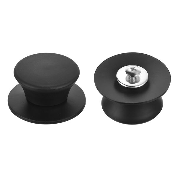 uxcell Pan Lid Top Replacement Knobs Universal Heat Resistant Silicone Pot Lid Retention Handle Knob Grip for Kitchen Cookware Lid Cover Black 2pcs